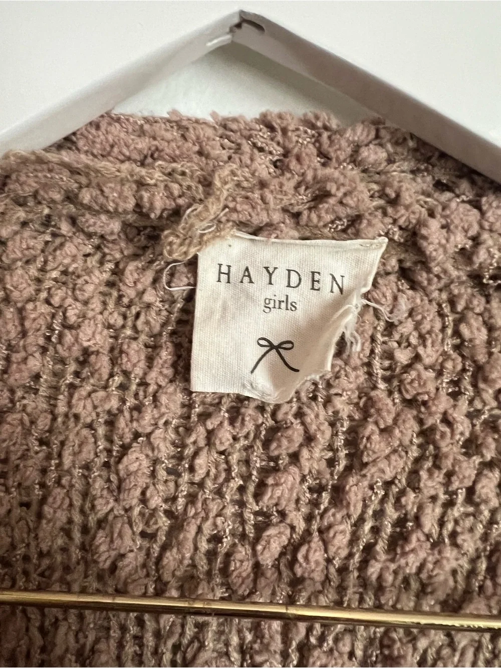 Hayden Textured Open-Front Cardigan in Taupe Brown
